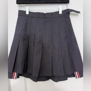 NWT Black Pleated Skirt with Red and White Stripes XS